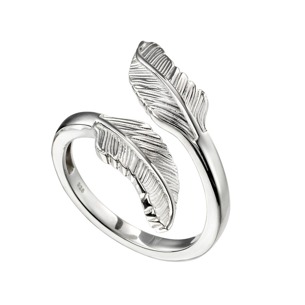 Gecko Jewellery Sterling Silver Feather Wrap Around Ring for Women