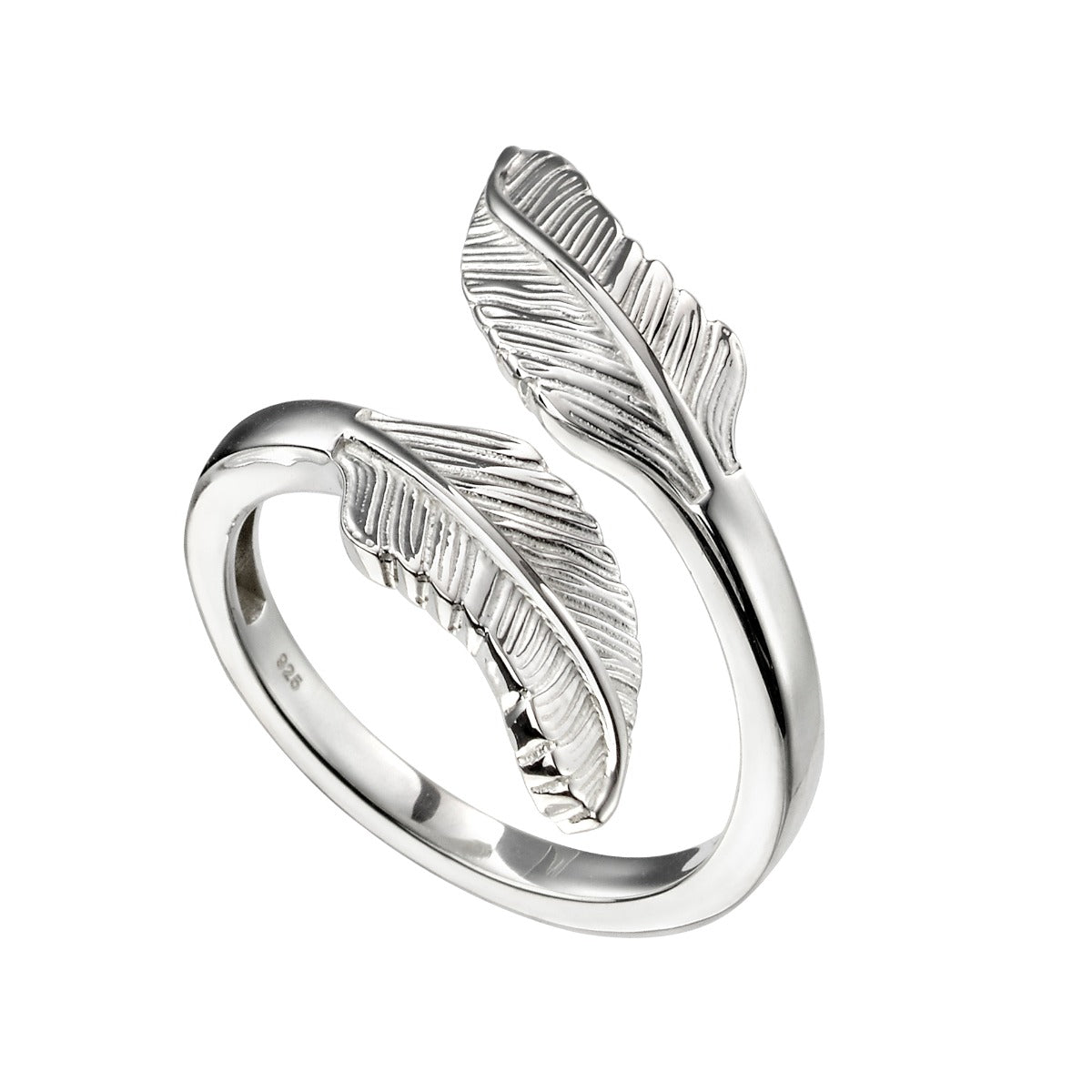 Gecko Jewellery Sterling Silver Feather Wrap Around Ring for Women
