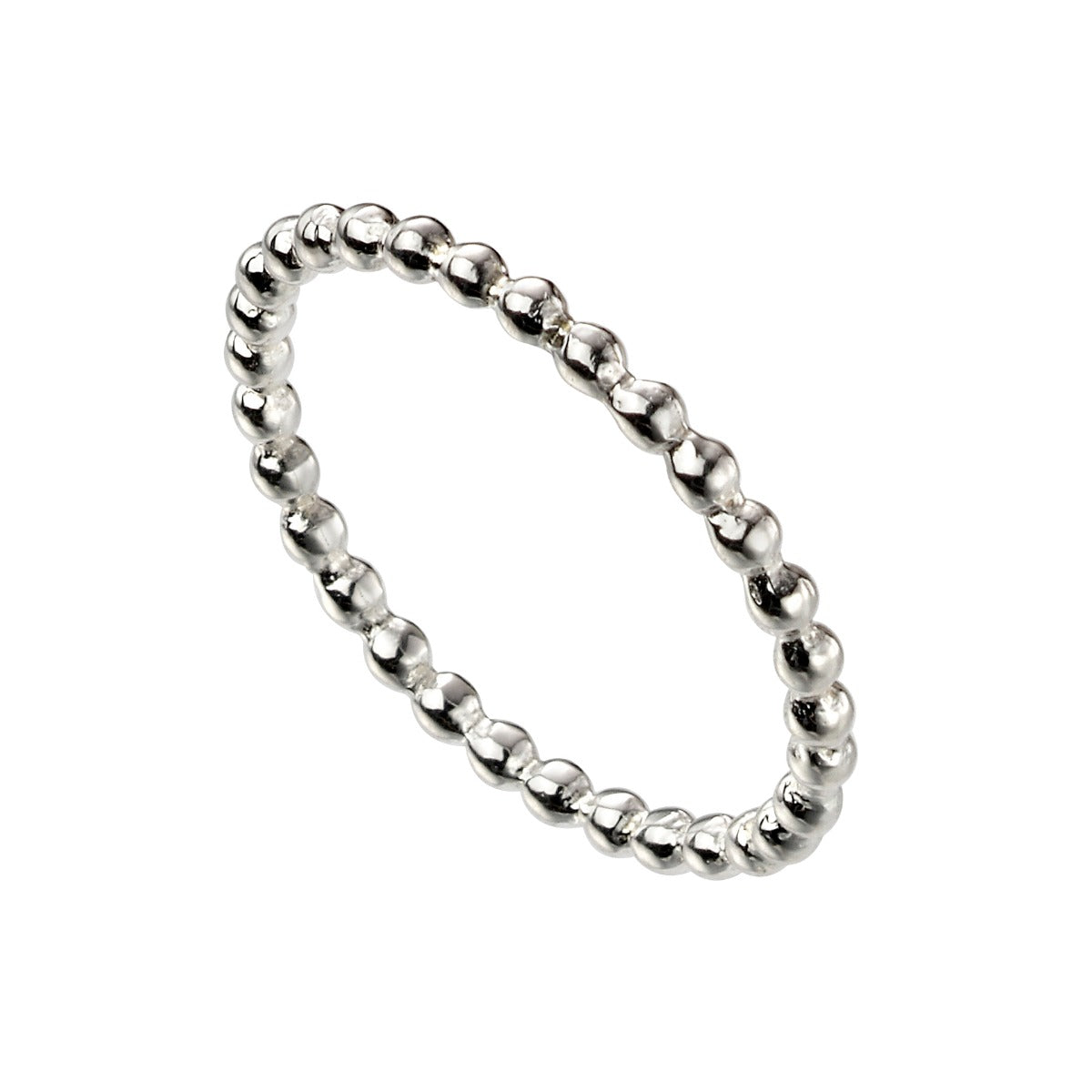 Thin Beaded Ring in Polished Sterling Silver by Gecko Jewellery