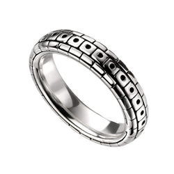 Gecko Jewellery Oxidised Pattern Ring | Sterling Silver Band for Men