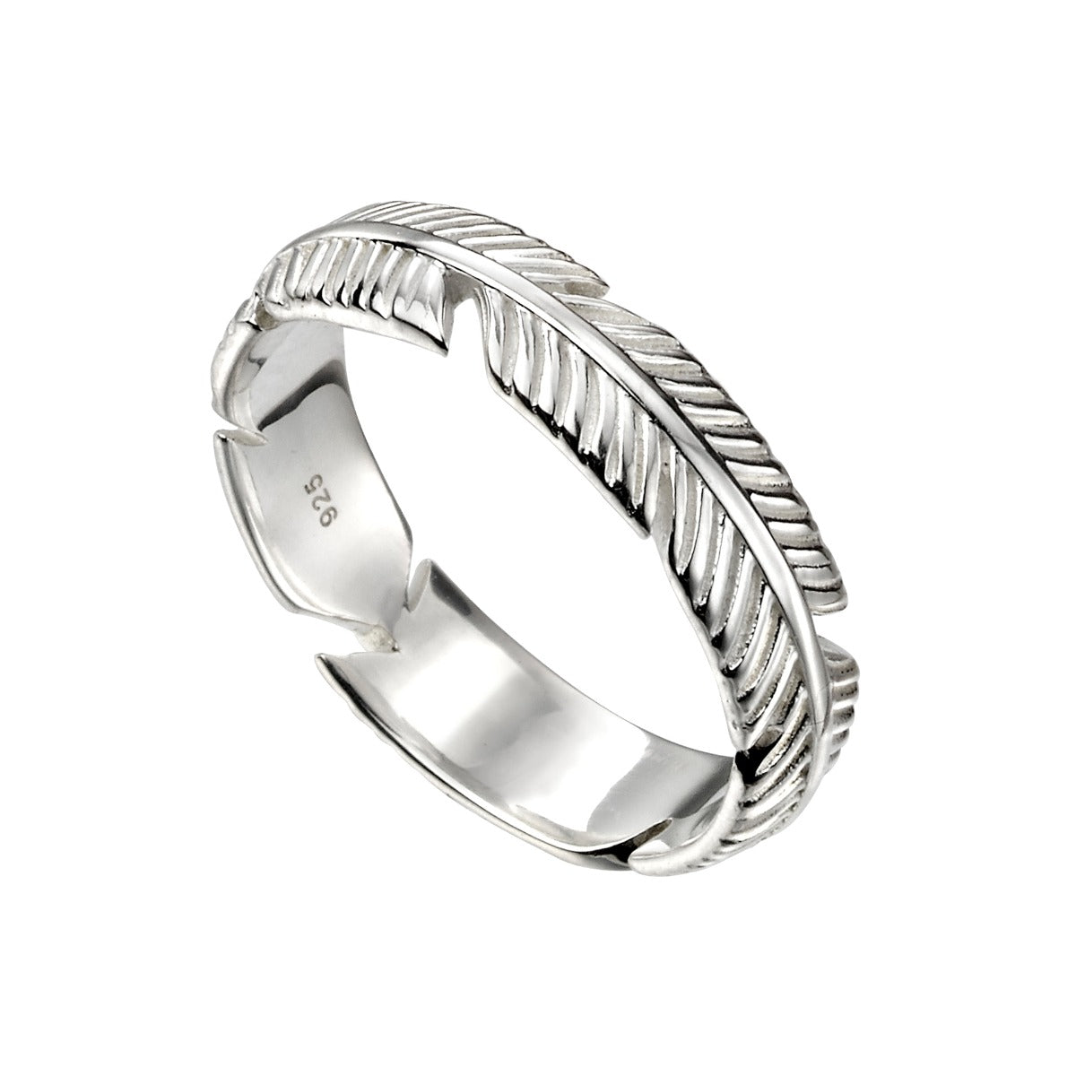 Beginnings Sterling Silver Feather Band Ring by Gecko Jewellery