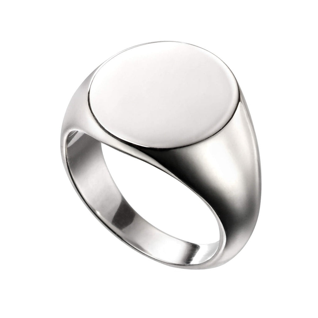 Gecko Jewellery Sterling Silver Oval Signet Ring for Engraving