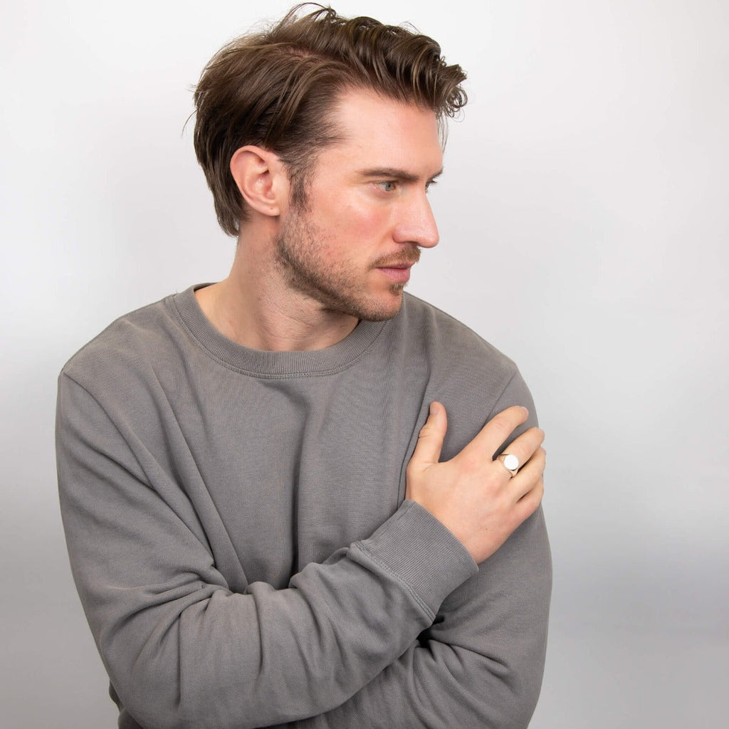 Gecko Jewellery Sterling Silver Oval Signet Ring for Engraving