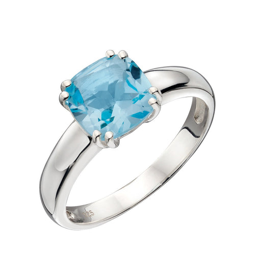Gecko Jewellery Sterling Silver Cushion Cut Semi-Precious Stone Ring