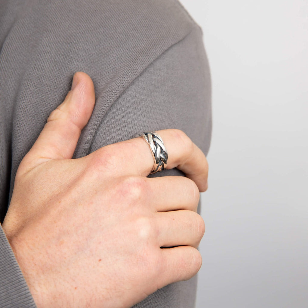 Plaited Ring in Oxidized Silver by Gecko Jewellery – Heavyweight Style