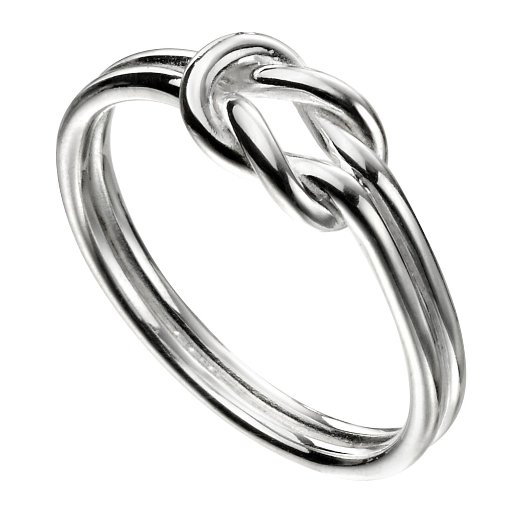 Gecko Jewellery Silver Plated Knot Ring with Anti-Tarnish Finish