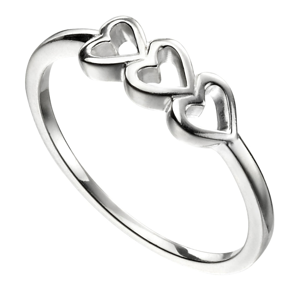 Gecko Jewellery Triple Heart Ring – Anti-Tarnish Silver Stacking Ring