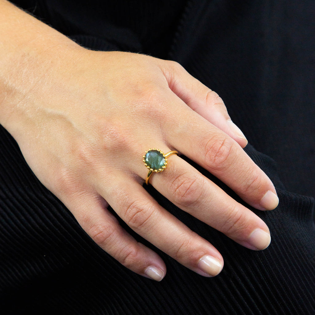 Gecko Jewellery Sterling Silver Clawed Semi-Precious Stone Ring