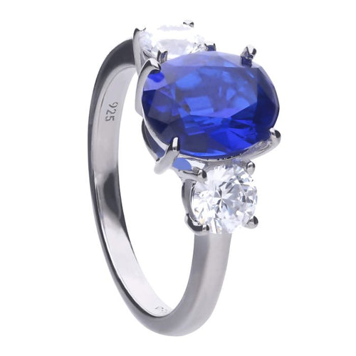 Diamonfire Oval Trilogy Ring | Sterling Silver Zirconia Jewellery