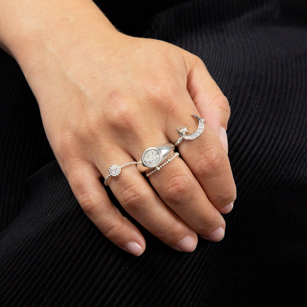 Gecko Jewellery Small Bead Ring | Polished 925 Sterling Silver Band