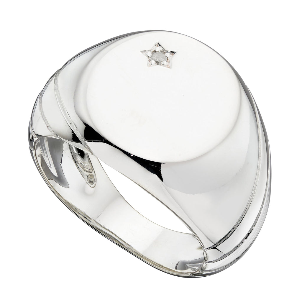Gecko Jewellery Sterling Silver Signet Ring with Cubic Zirconia Stone