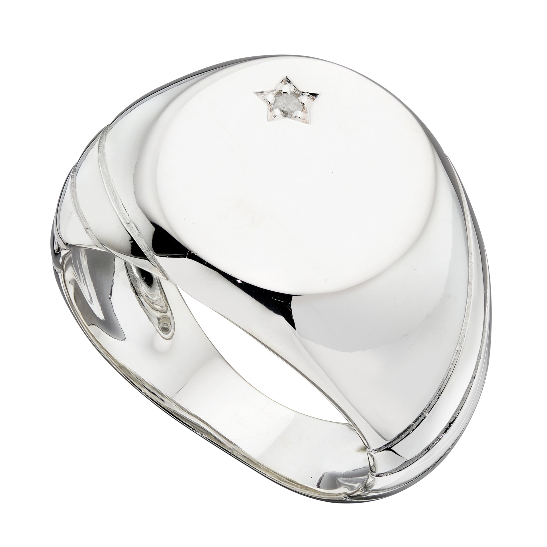 Gecko Jewellery Sterling Silver Signet Ring with Cubic Zirconia Stone