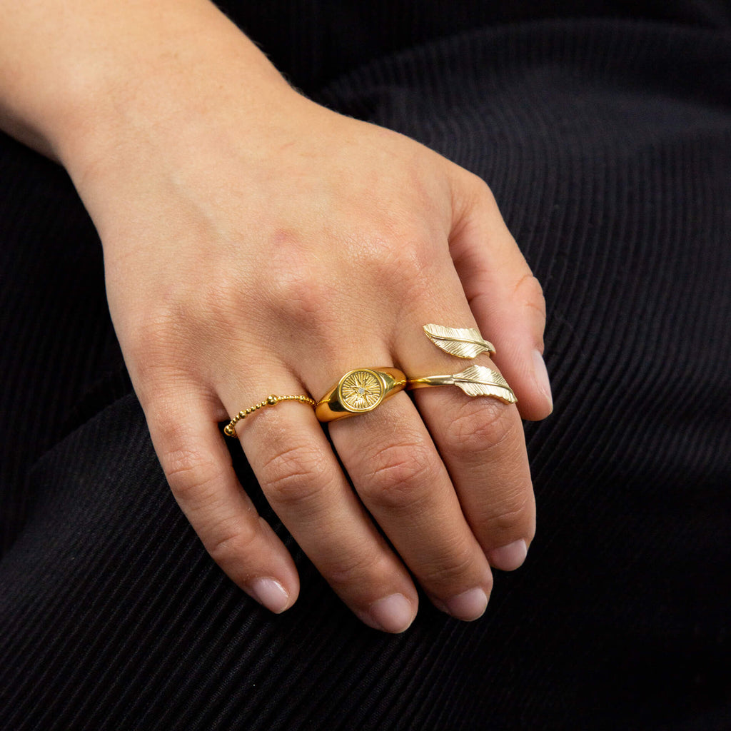 Gecko Jewellery Sterling Silver Feather Wrap Around Ring for Women