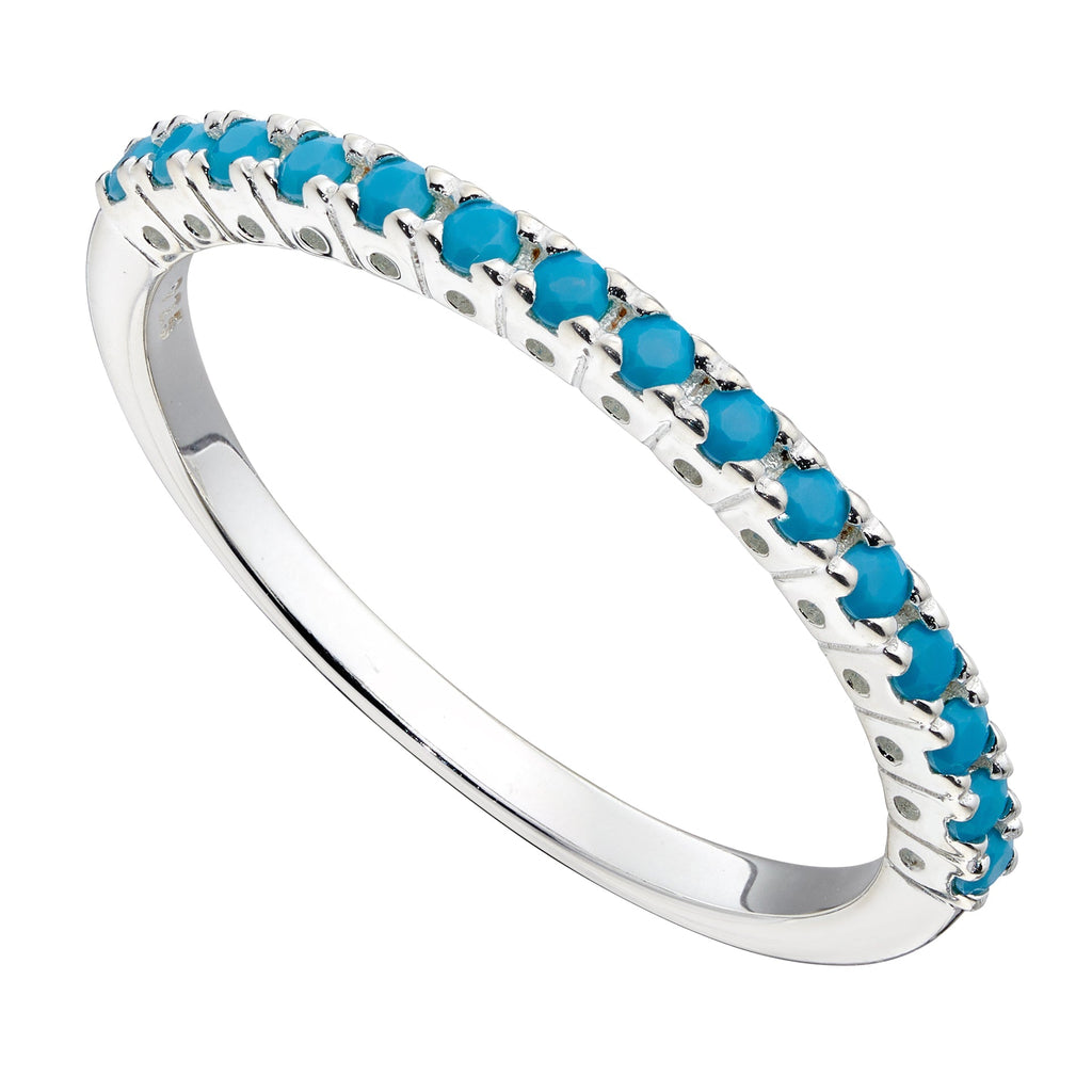 Gecko Jewellery Retail Turquoise Crystal Half Eternity Ring in Silver