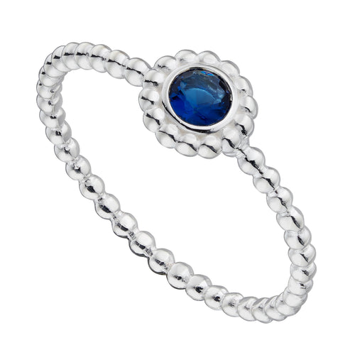 Gecko Jewellery Sterling Silver Beaded Ring with Center Stone