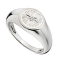 Gecko Jewellery Sterling Silver Diamond Cut Signet Ring with CZ