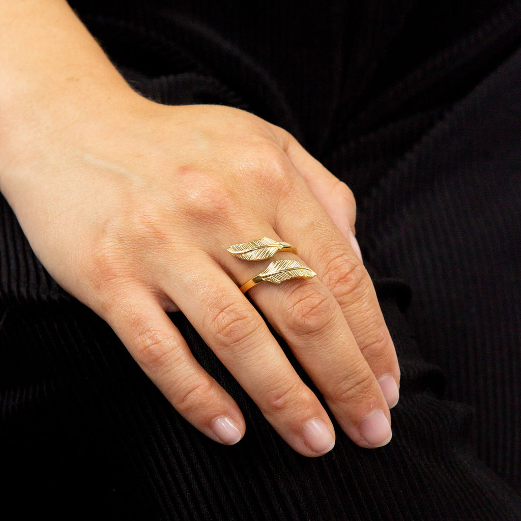 Gecko Jewellery Sterling Silver Feather Wrap Around Ring for Women
