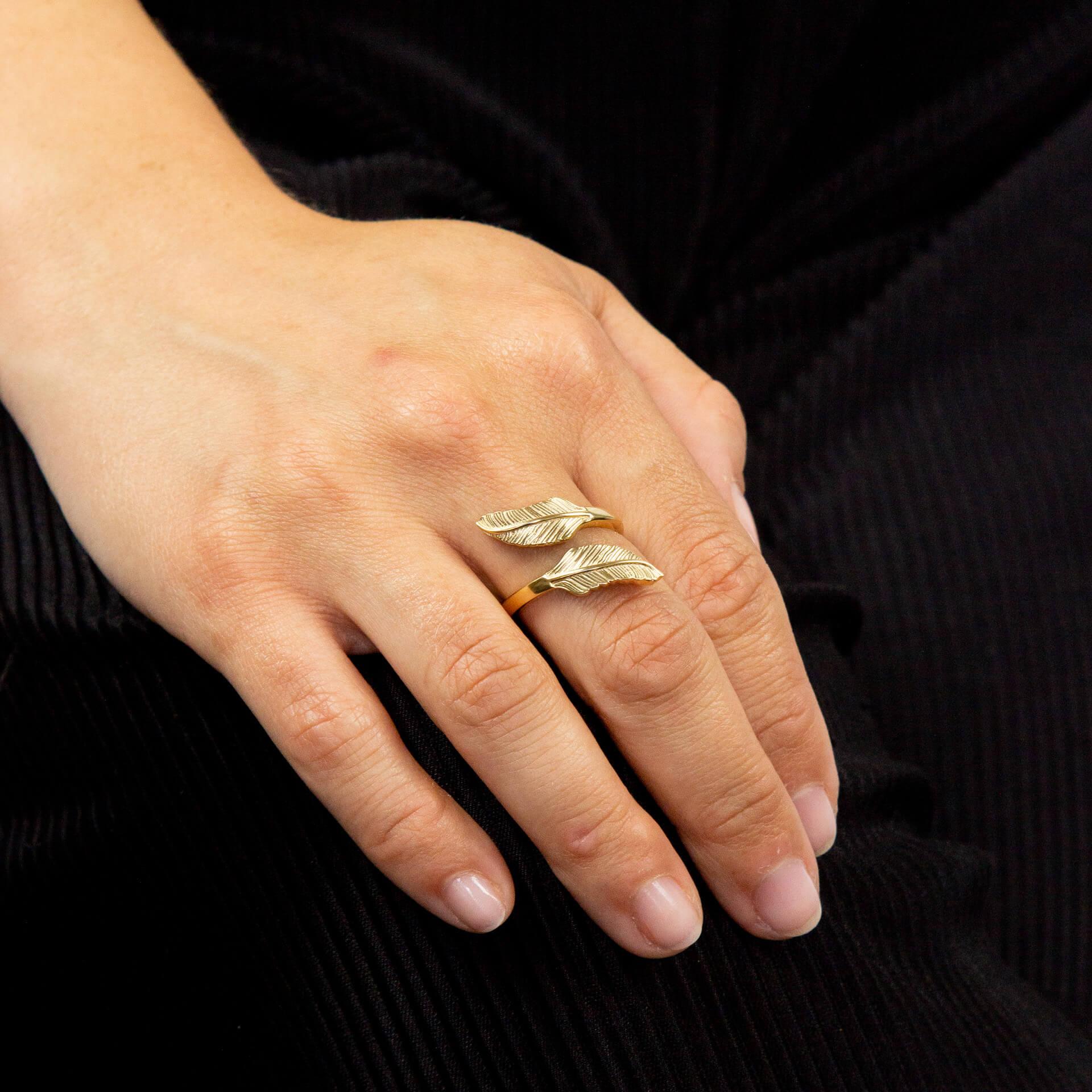 Gecko Jewellery Sterling Silver Feather Wrap Around Ring for Women
