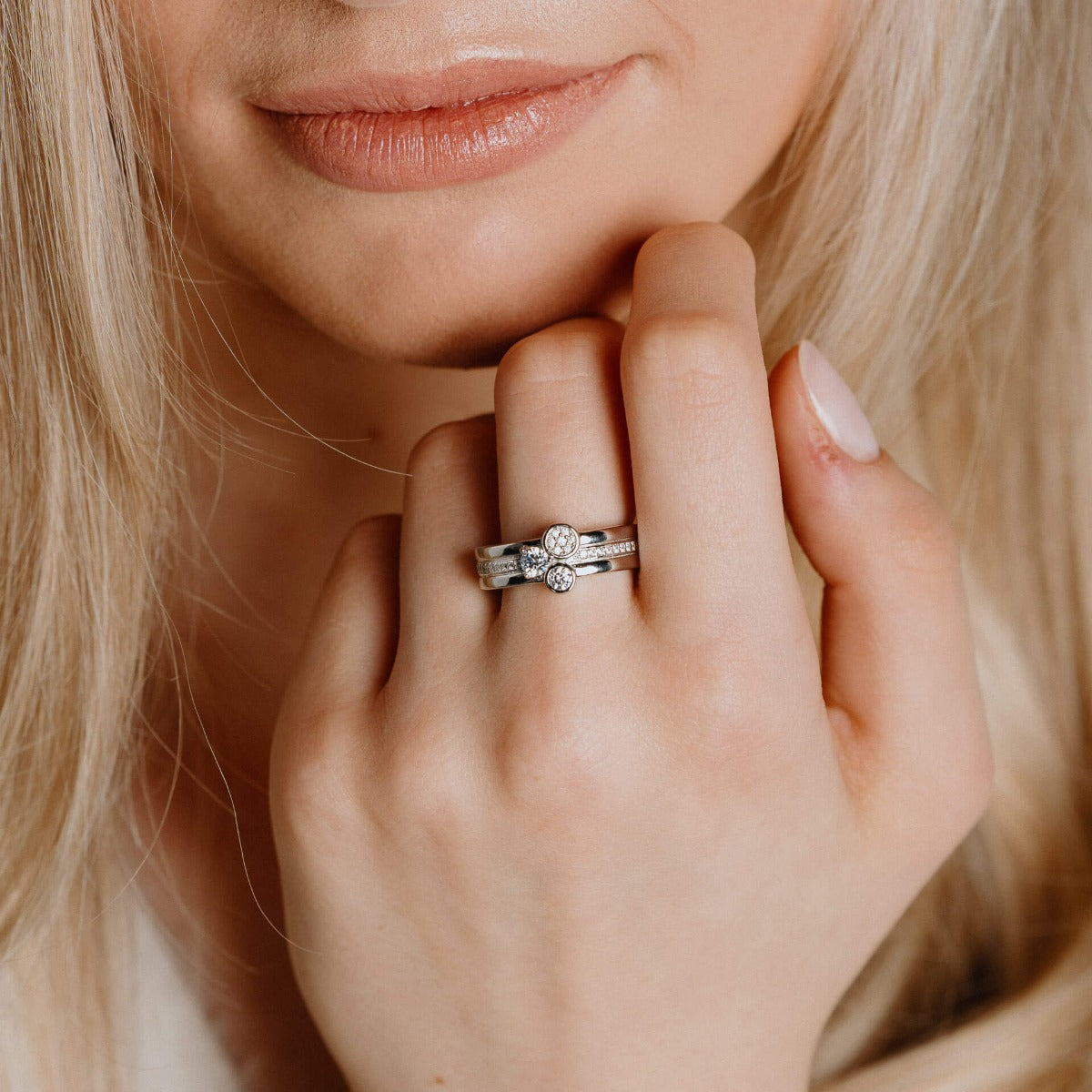 Diamonfire Triple Stacked Band Ring | Sterling Silver Zirconia