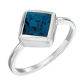Gecko Jewellery Sterling Silver Square Kite Ring with Calmness Crystal