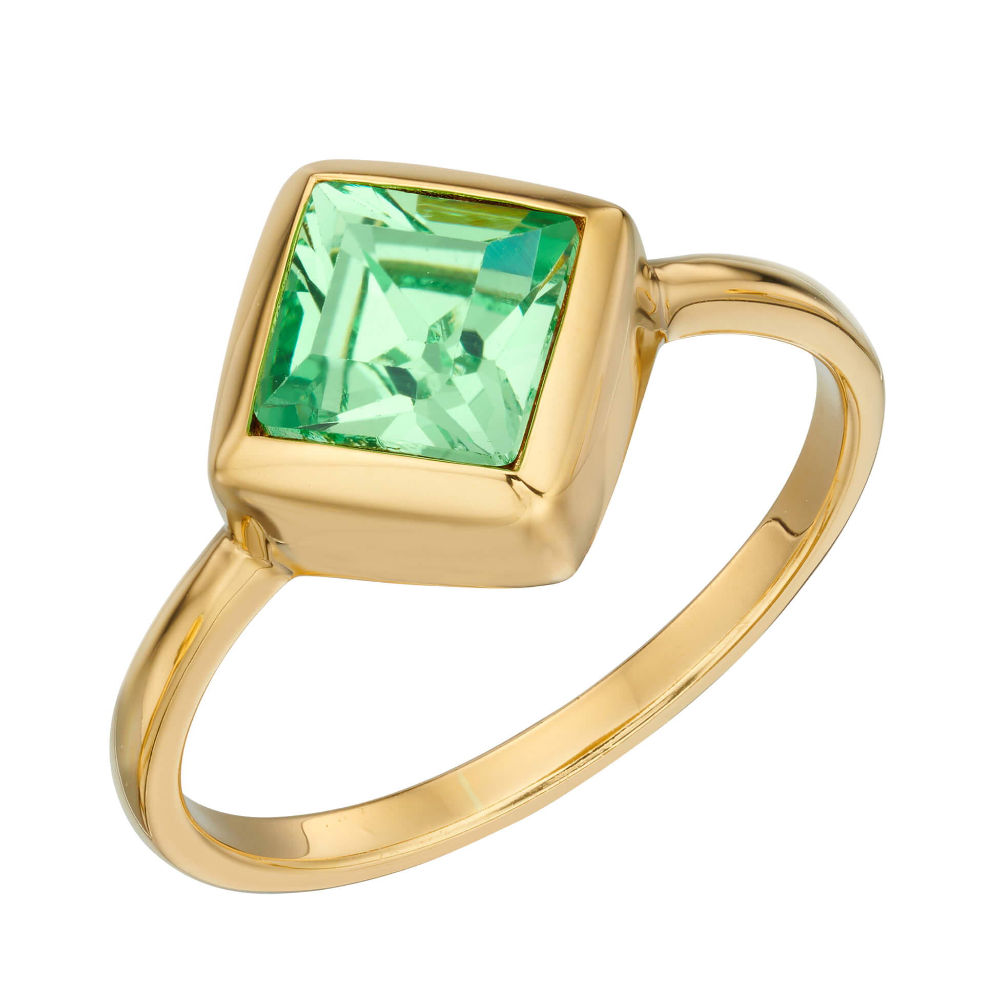 Gecko Jewellery Sterling Silver Square Kite Ring with Calmness Crystal