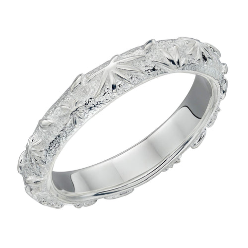 Gecko Jewellery Fossil Flower Texture Ring in Sterling Silver