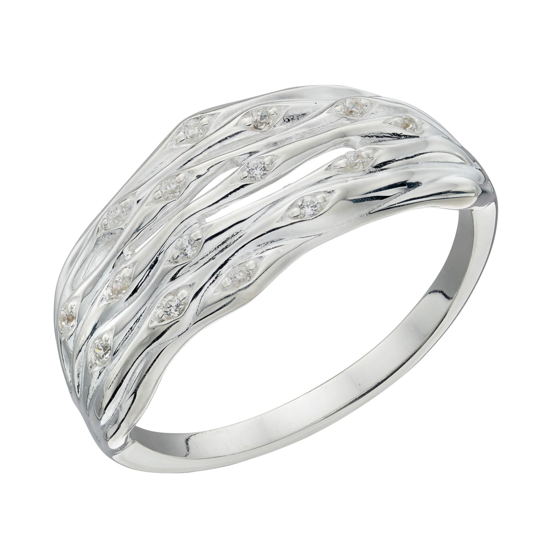 Gecko Jewellery Bamboo Ring – Sterling Silver Botanical CZ Band