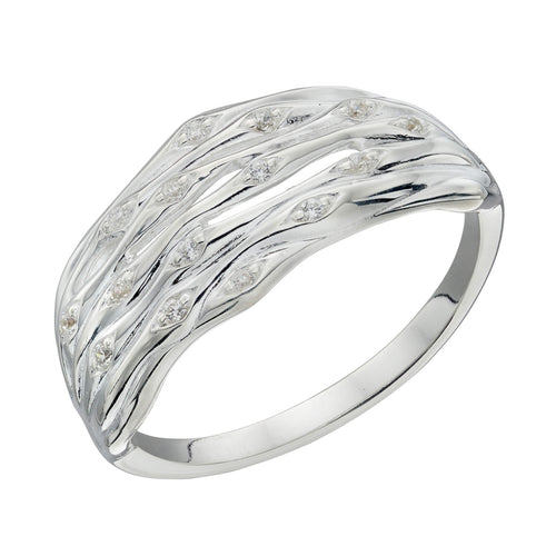 Gecko Jewellery Bamboo Ring – Sterling Silver Botanical CZ Band
