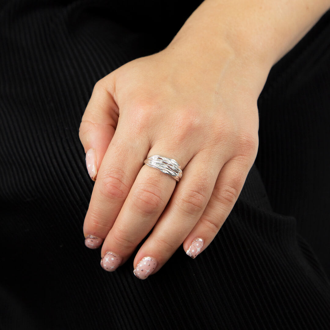 Gecko Jewellery Bamboo Ring – Sterling Silver Botanical CZ Band