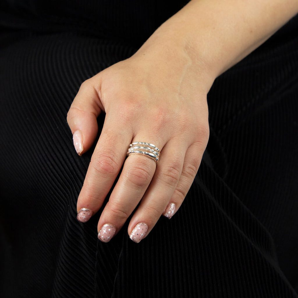 Flower Bud Ring by Gecko Jewellery – 9mm Sterling Silver Modern Band