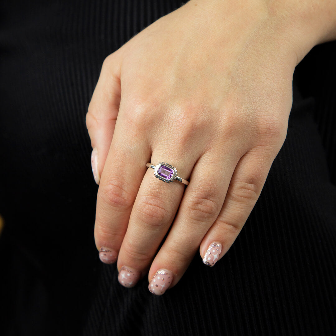 Gecko Jewellery Curved Surround Ring | Sterling Silver & Semi-Precious
