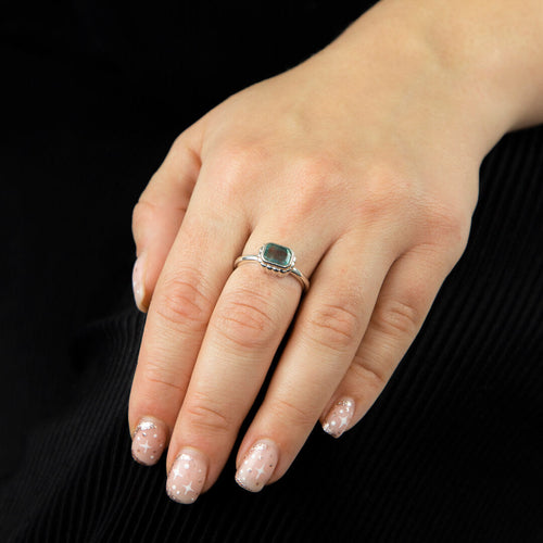 Gecko Jewellery Curved Surround Ring | Sterling Silver & Semi-Precious