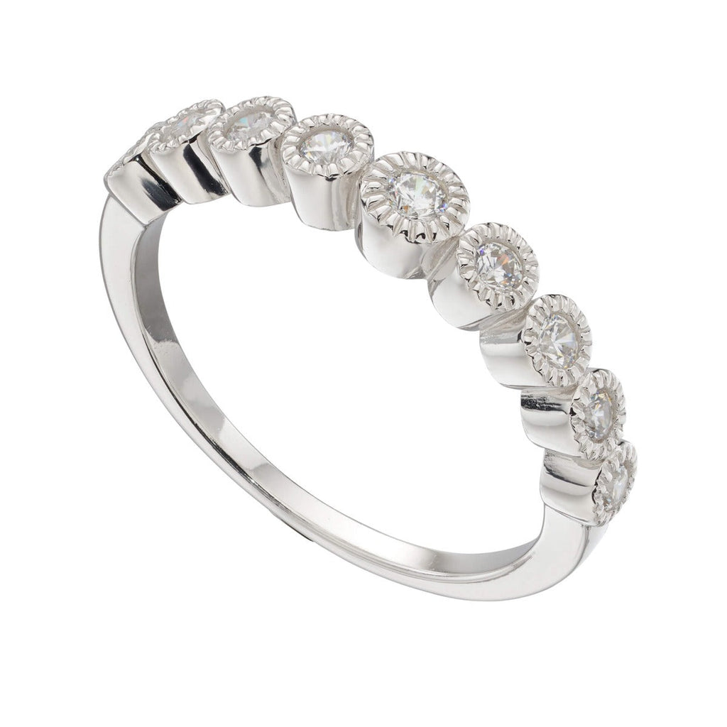 Gecko Jewellery Millegrain Edge Cubic Zirconia Plated Finish Ring