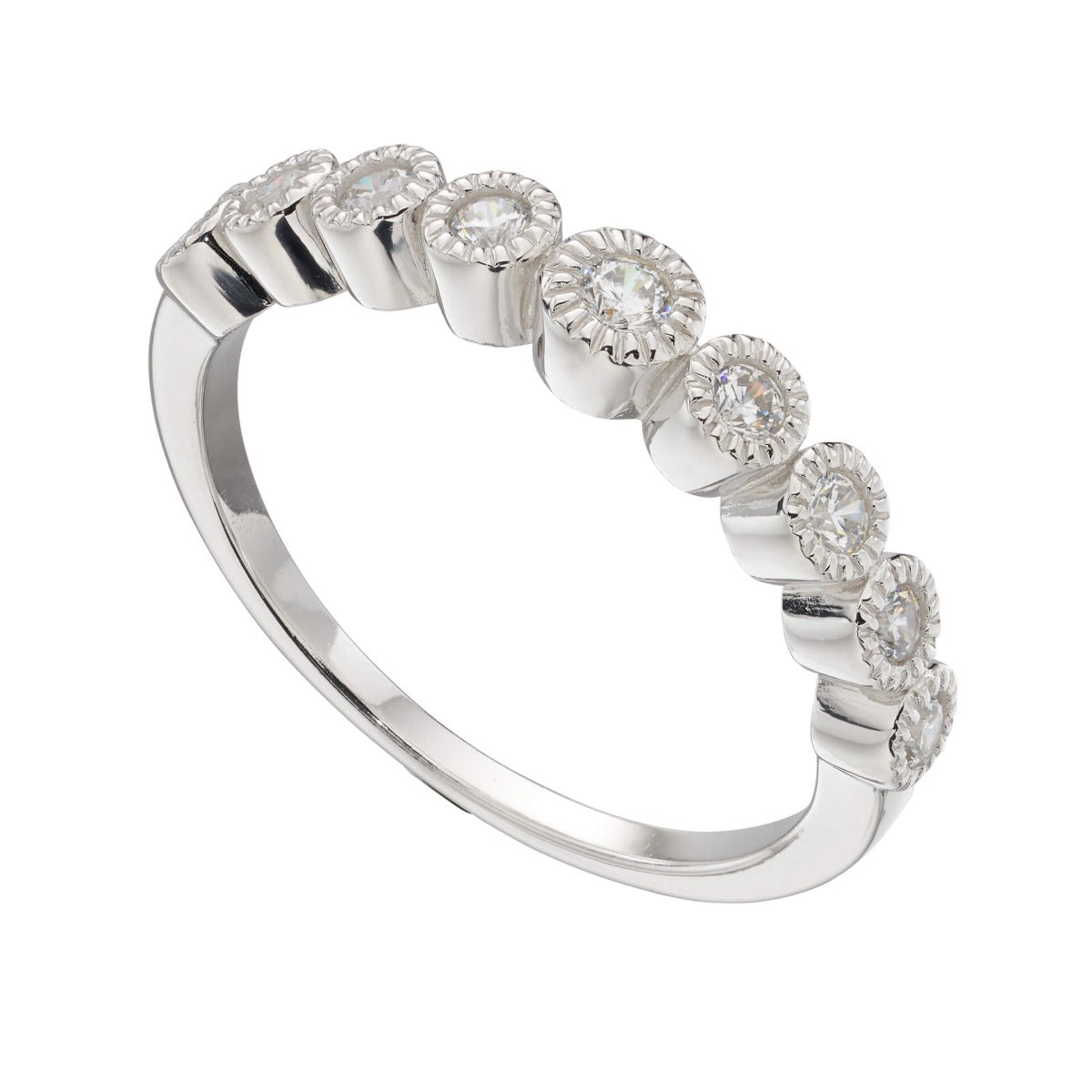 Gecko Jewellery Millegrain Edge Cubic Zirconia Plated Finish Ring