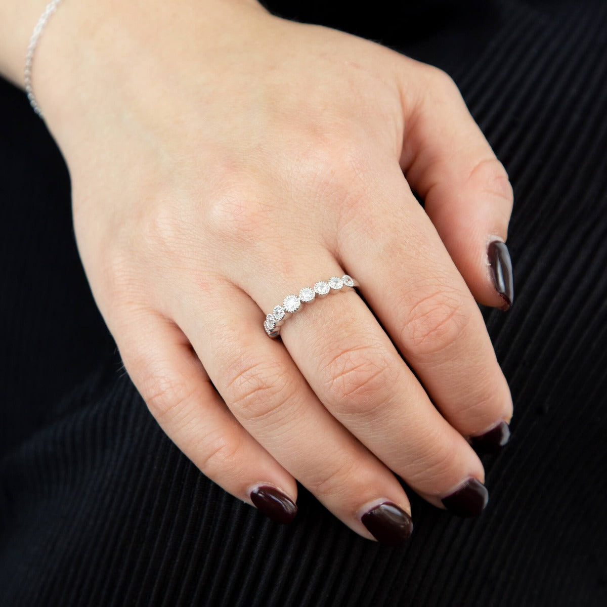 Gecko Jewellery Millegrain Edge Cubic Zirconia Plated Finish Ring