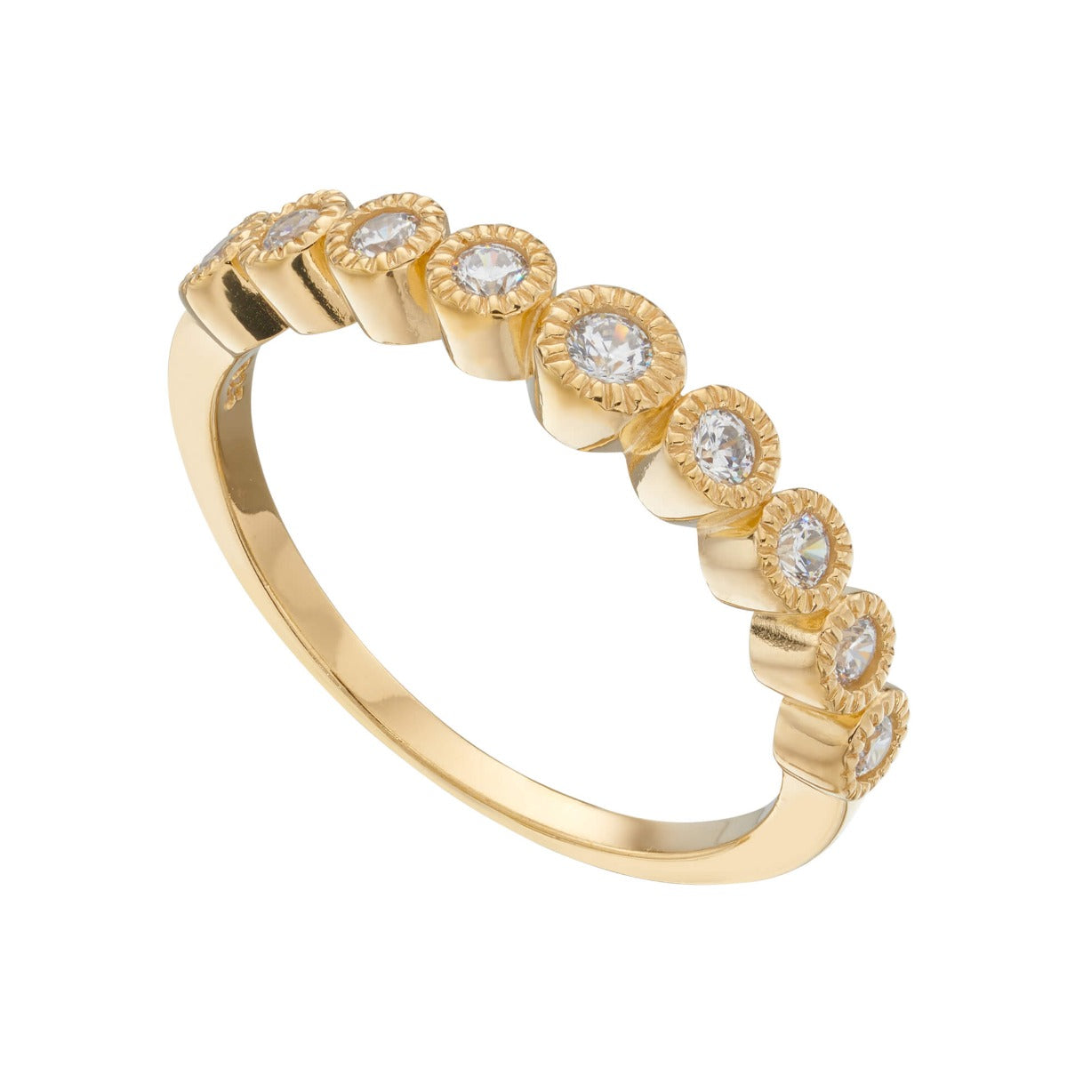 Gecko Jewellery Millegrain Edge Cubic Zirconia Plated Finish Ring