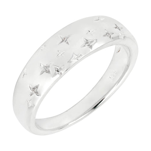 Gecko Jewellery Starry Night Ring – Cubic Zirconia Silver Band
