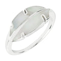 Split Leaf Ring in Sterling Silver and Mother of Pearl | Gecko Jewellery