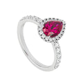 Diamonfire Teardrop and Pave Surround Ring in Sterling Silver