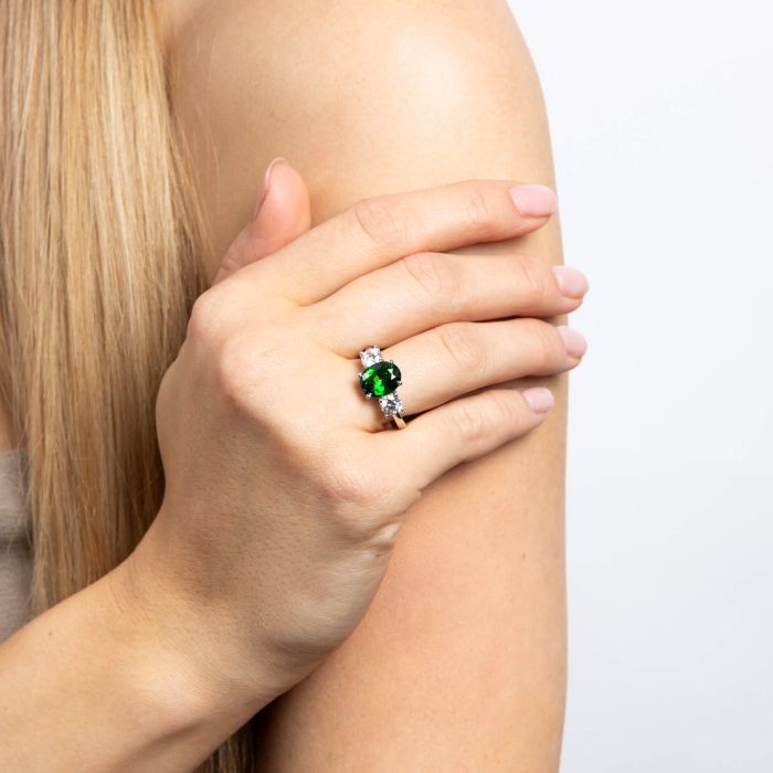 Diamonfire Oval Trilogy Ring | Sterling Silver Zirconia Jewellery