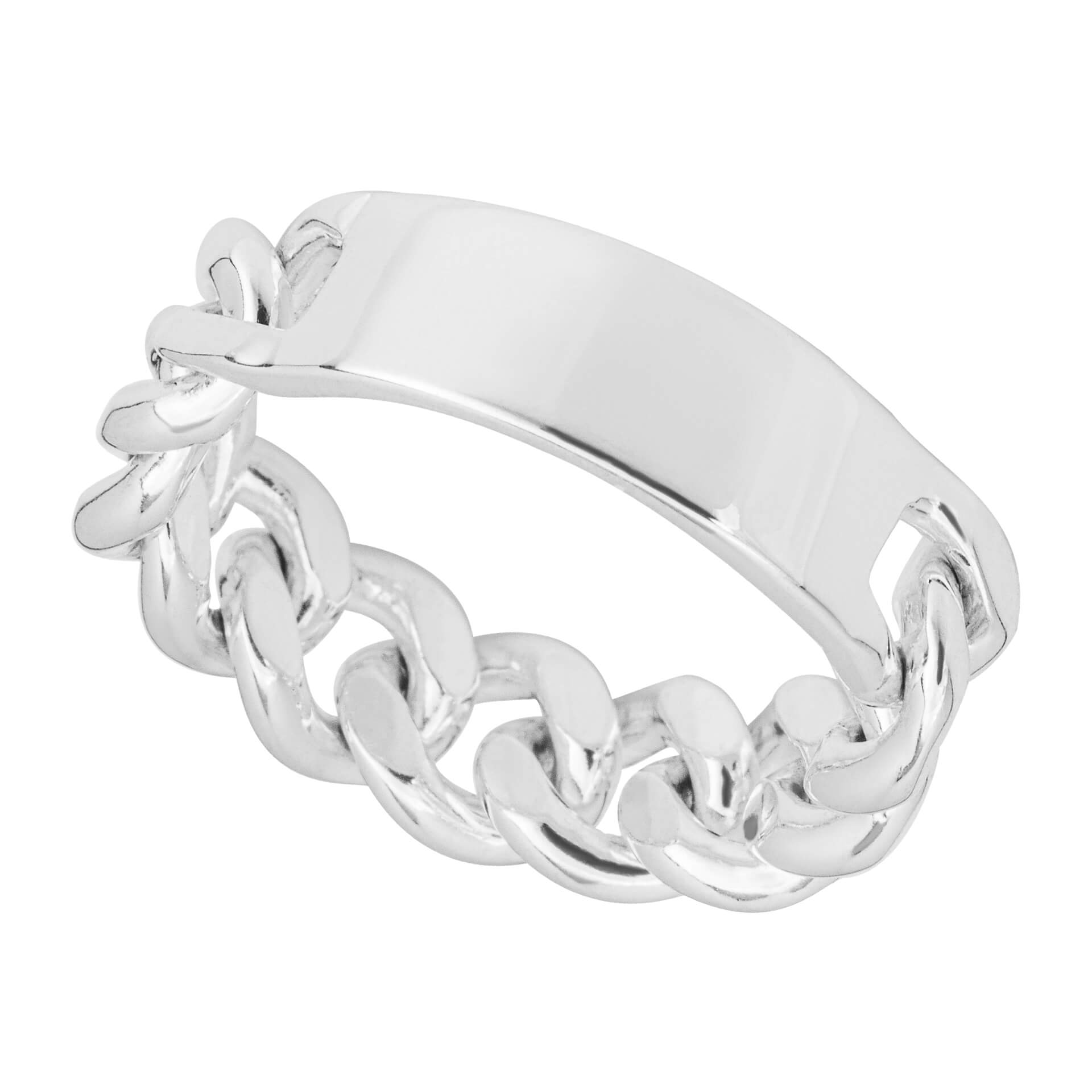 Gecko Jewellery Recycled Sterling Silver ID Bar and Chain Detail Ring