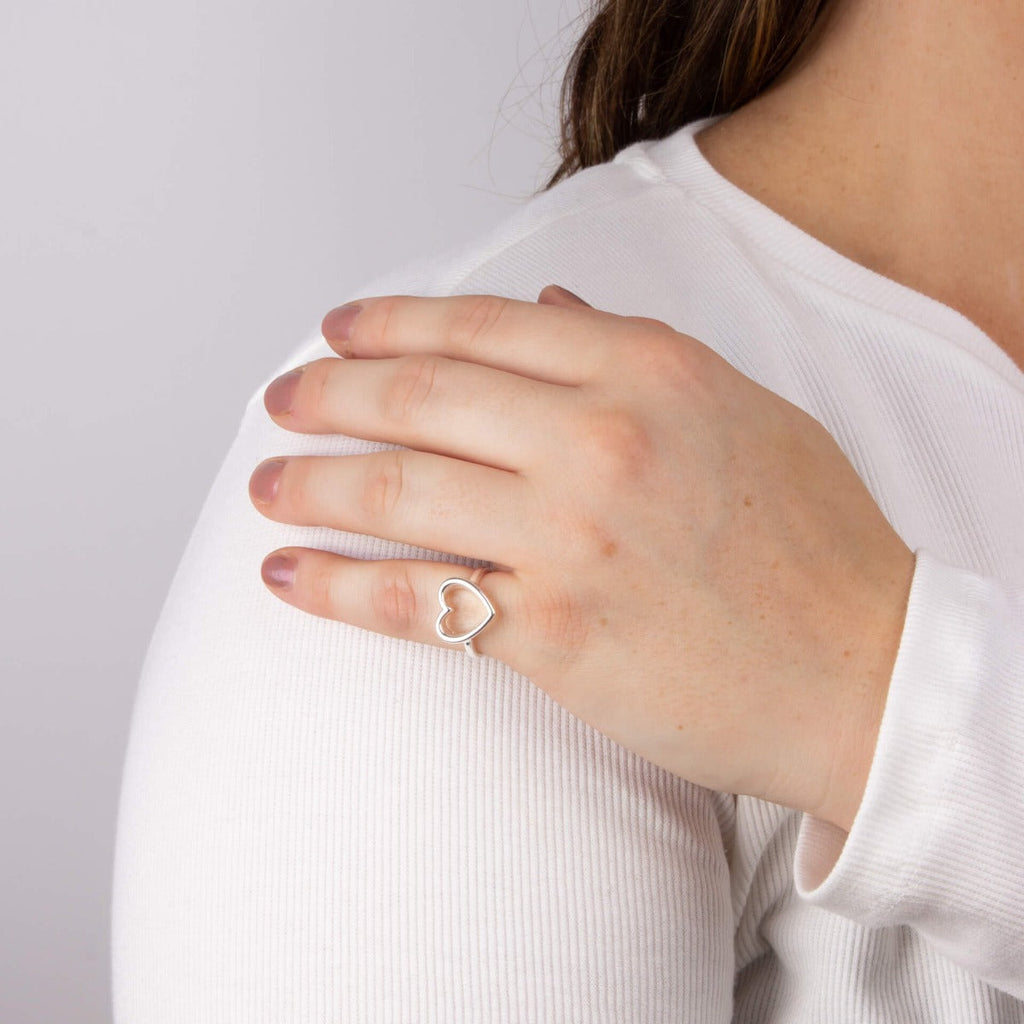 Gecko Jewellery Recycled Sterling Silver Open Heart Statement Ring