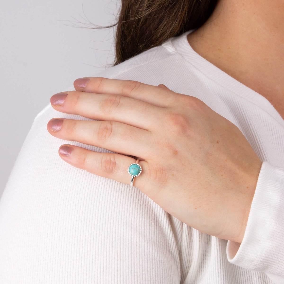 Gecko Jewellery Recycled Sterling Silver Stippled Turquoise Ring