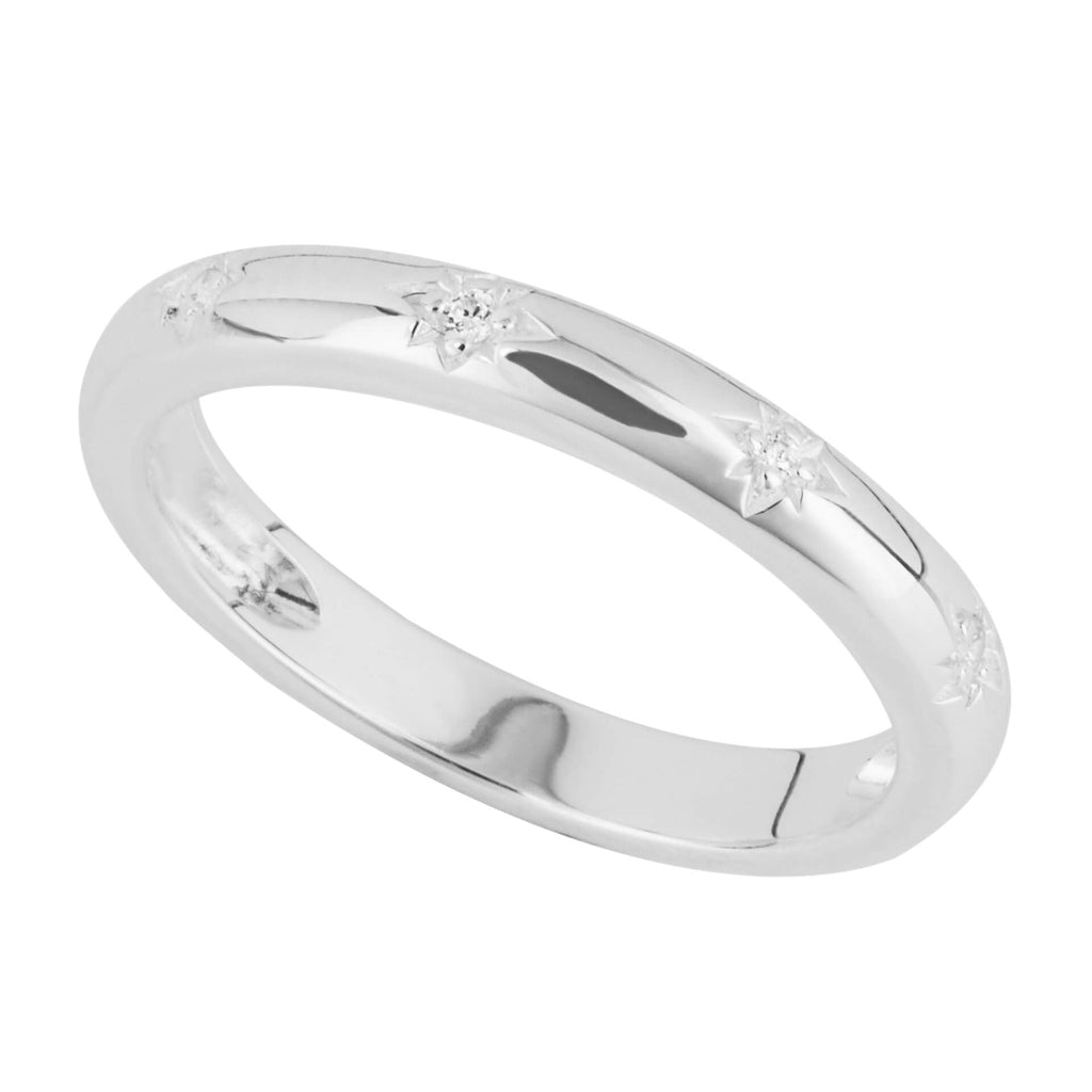 Gecko Jewellery Starburst Band Ring | Recycled Sterling Silver & CZ