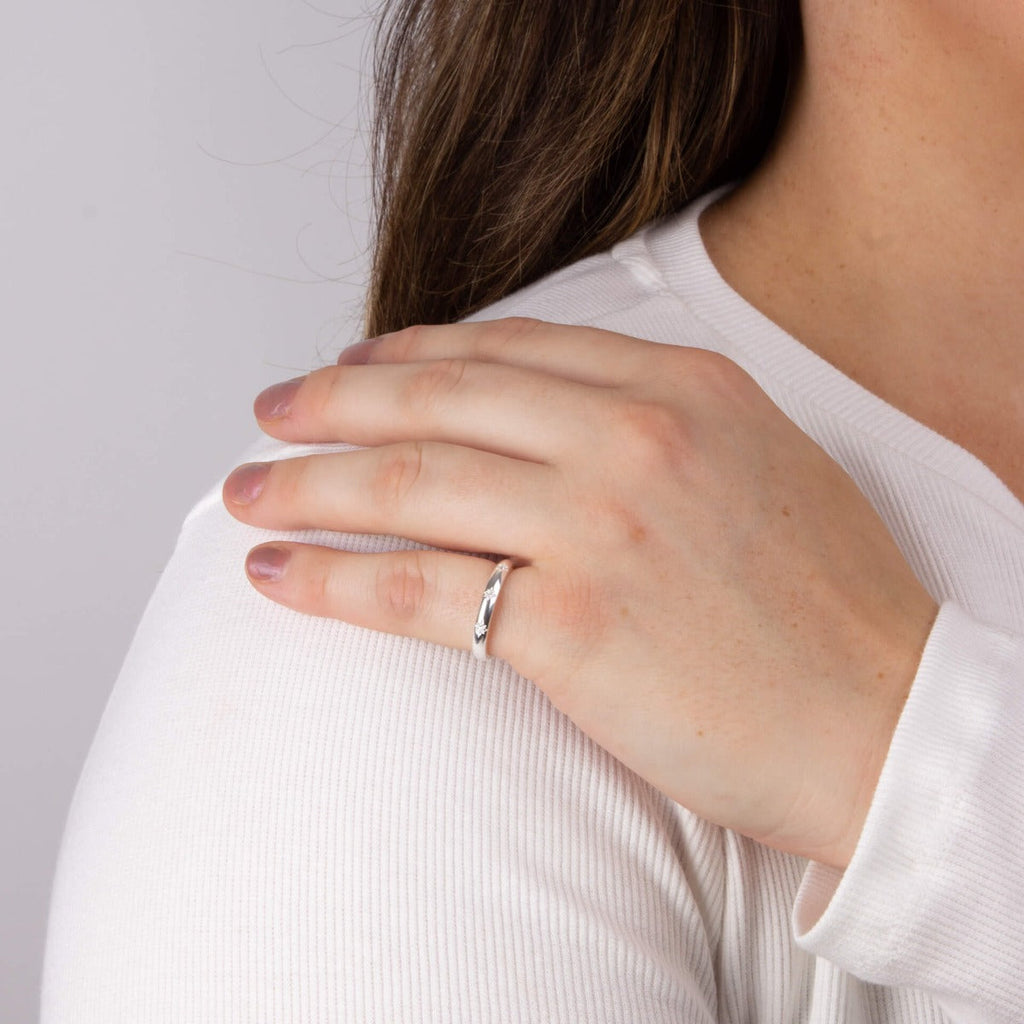 Gecko Jewellery Starburst Band Ring | Recycled Sterling Silver & CZ