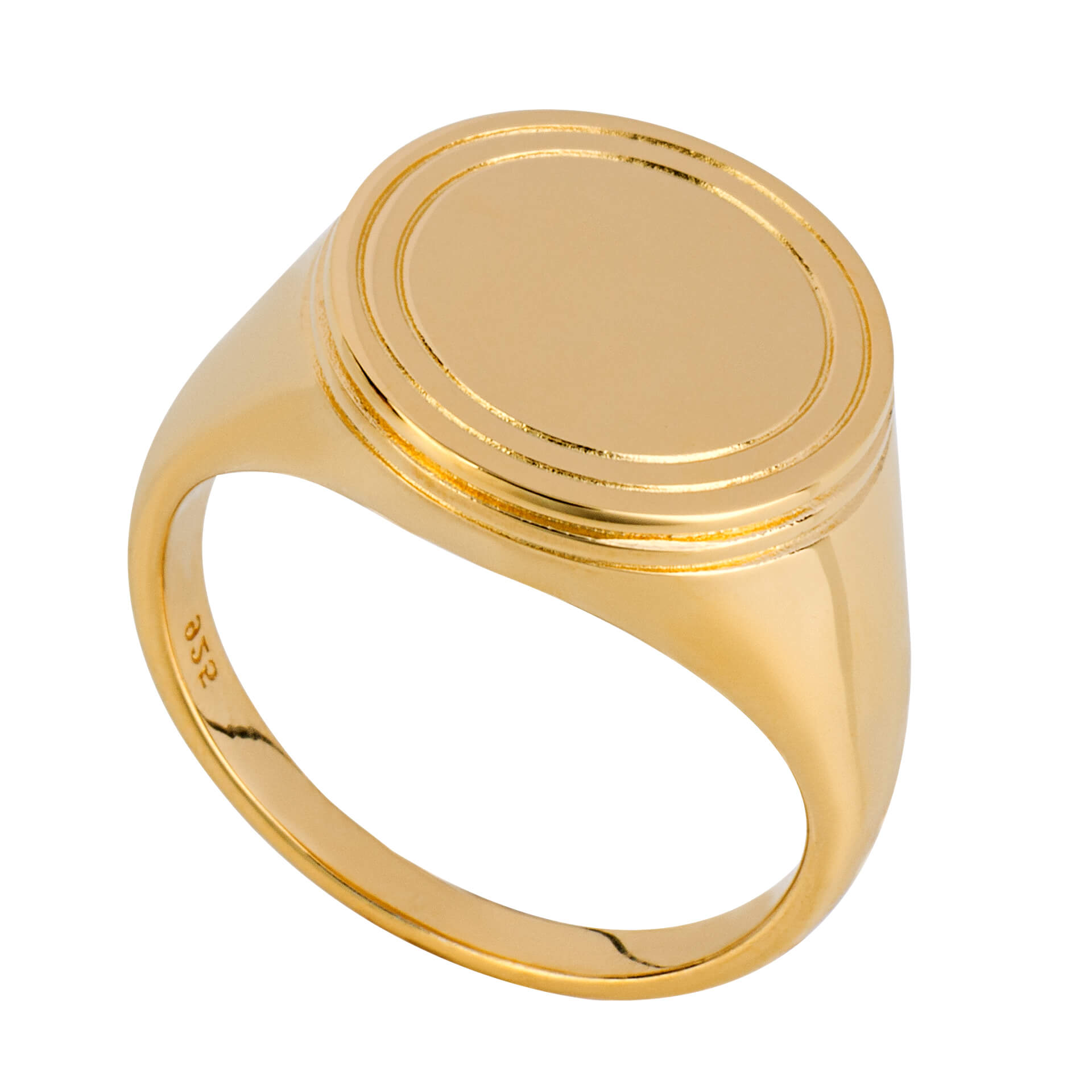 Gecko Jewellery Ridged Signet Ring | Gold Plated Recycled Silver