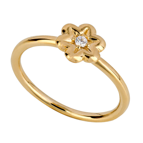 Gecko Jewellery Puffed Flower Ring | Gold Plated Sterling Silver CZ