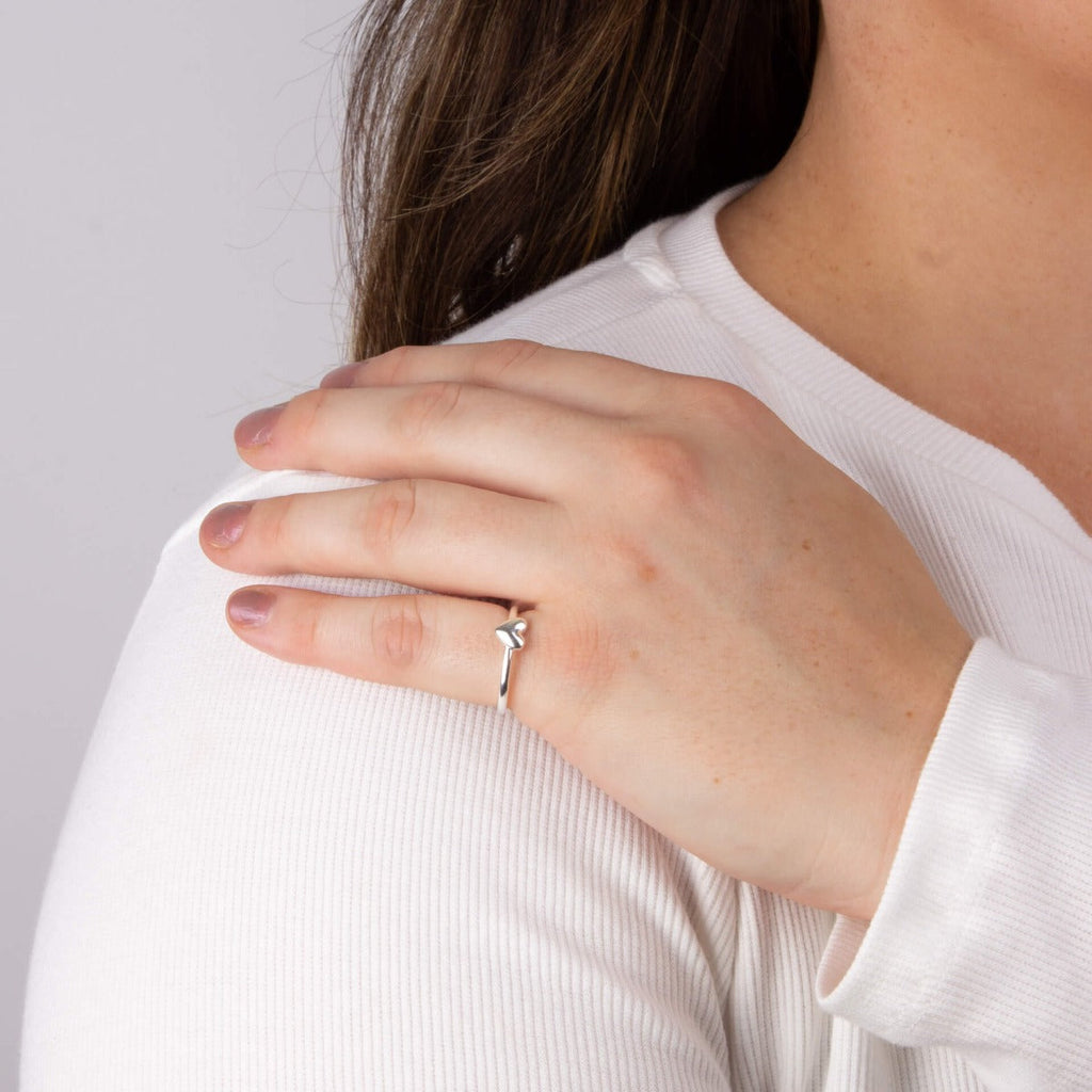 Puffed Heart Ring in Recycled Sterling Silver | Gecko Jewellery Retail