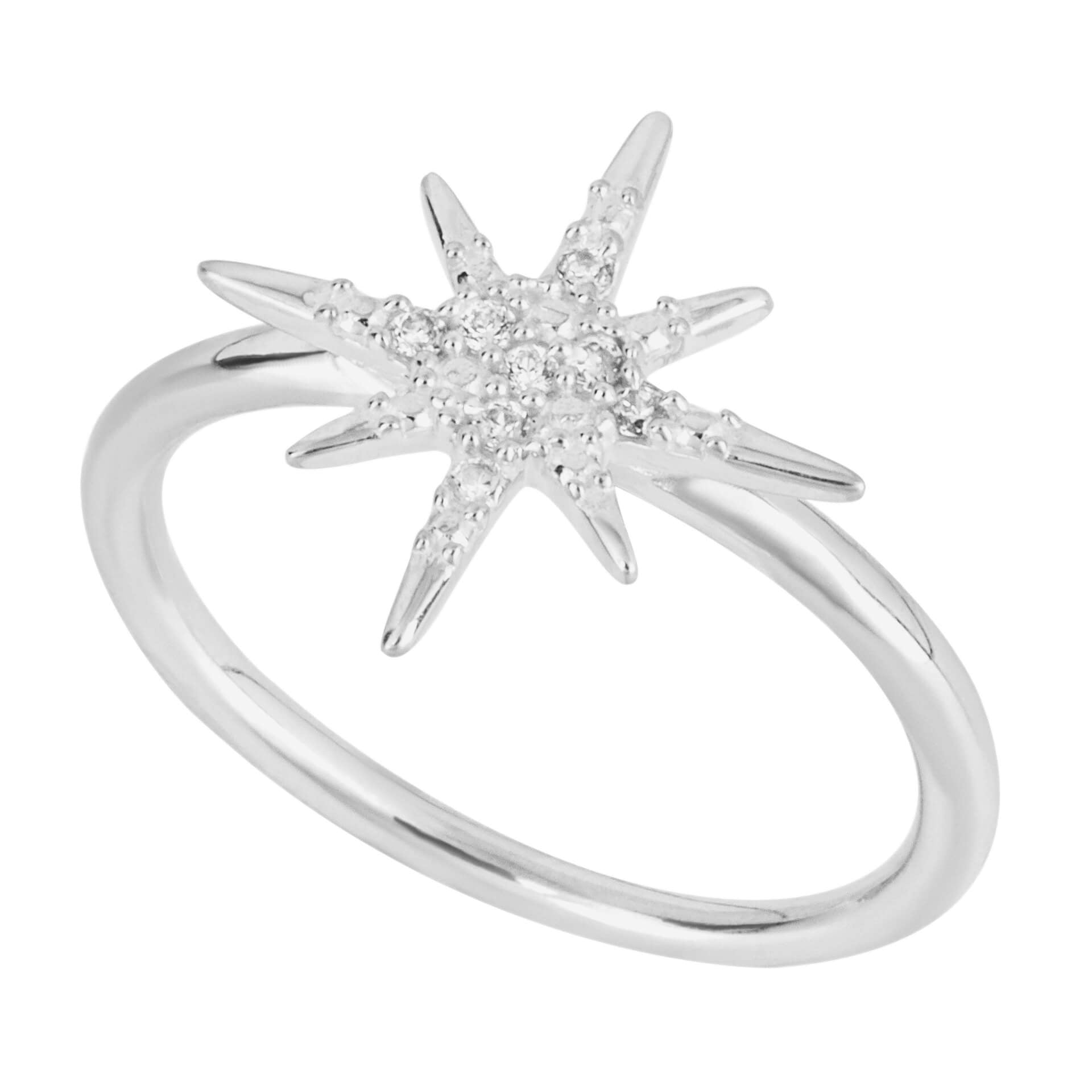 Gecko Jewellery Starburst Ring – Recycled Sterling Silver with CZ