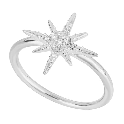 Gecko Jewellery Starburst Ring – Recycled Sterling Silver with CZ
